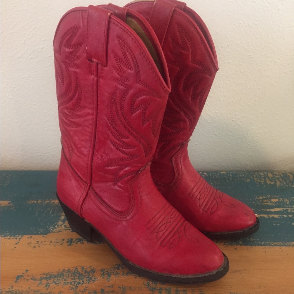 Girls Red Cowboy Boots Size 1